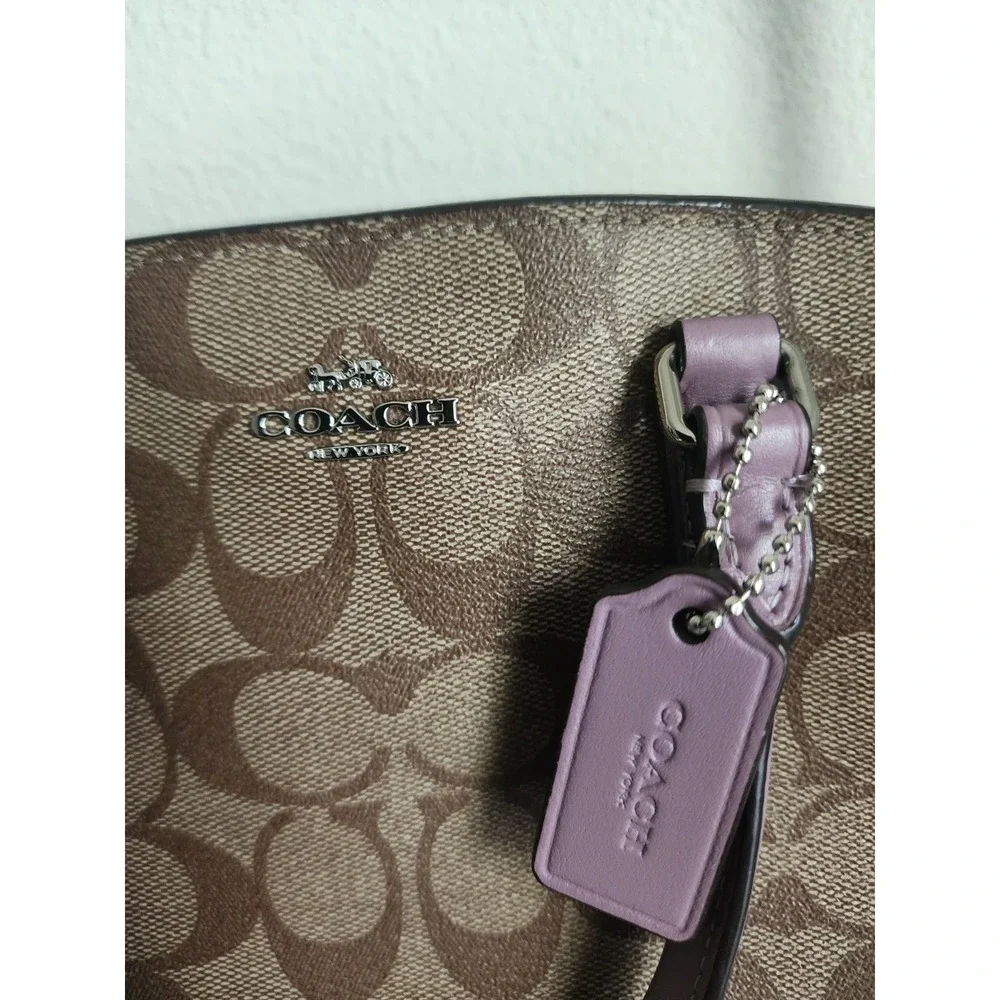 Coach F29484 Signature‎ Brown Khaki Mauve Satchel Crossbody Shoulder Bag Purse
